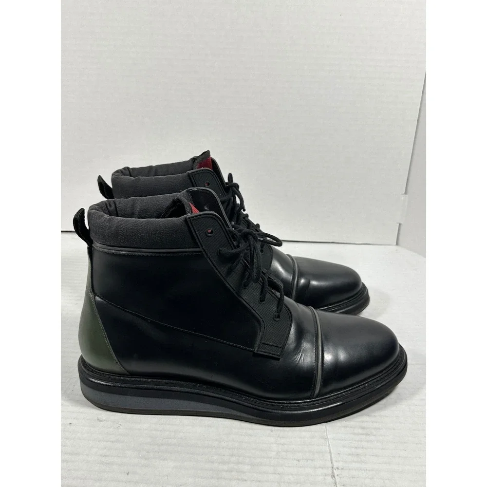 Vintage Foundry Co VF1392 Mens Black Leather Lace Up Boots Size 12 Red Lining
